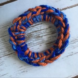 Textured, mixed yarn, hand made scrunchie.